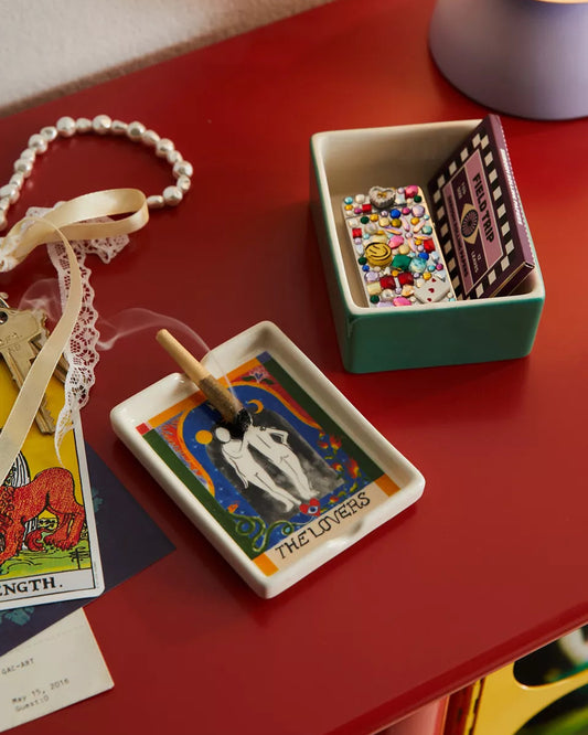 塔羅牌造型 帶蓋煙灰缸+收納盒