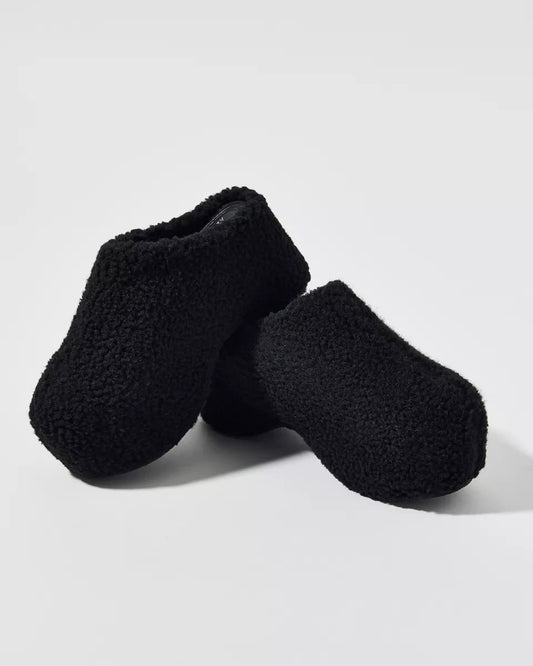 Azalea Wang Dolorita 仿羊羔絨厚底木屐鞋 (黑色)