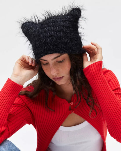 Mylo 毛絨動物耳針織毛帽