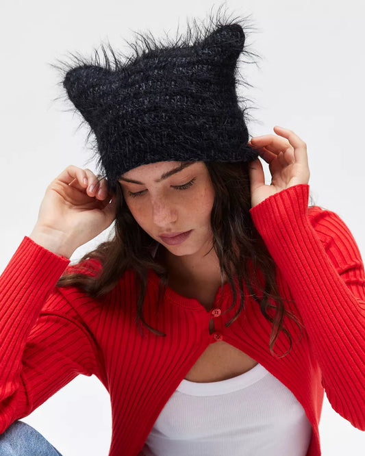Mylo 毛絨動物耳針織毛帽