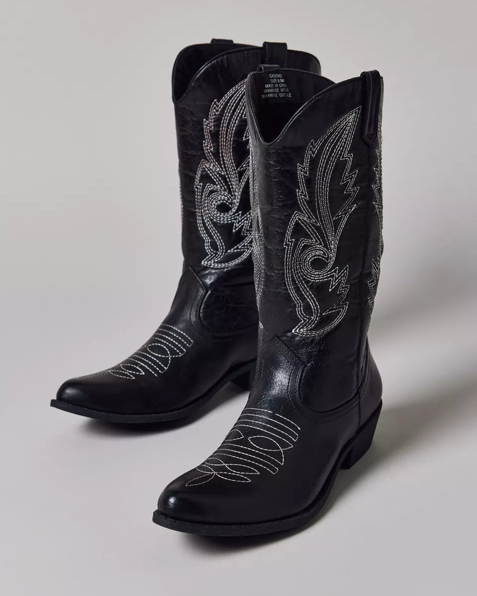 Coconuts by Matisse Gaucho 西部風仿皮革牛仔靴(黑色)