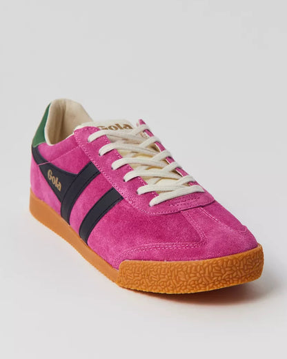 Gola 女款 Elan 真皮運動鞋 (桃紅色 + 黑色 + 常青綠)