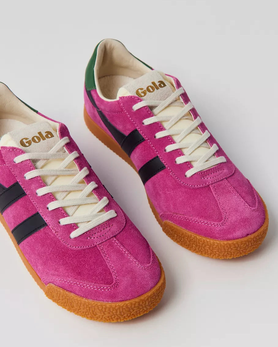 Gola 女款 Elan 真皮運動鞋 (桃紅色 + 黑色 + 常青綠)