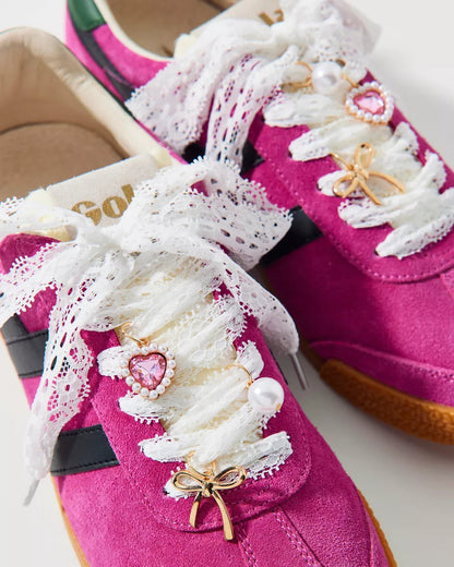 Gola 女款 Elan 真皮運動鞋 (桃紅色 + 黑色 + 常青綠)