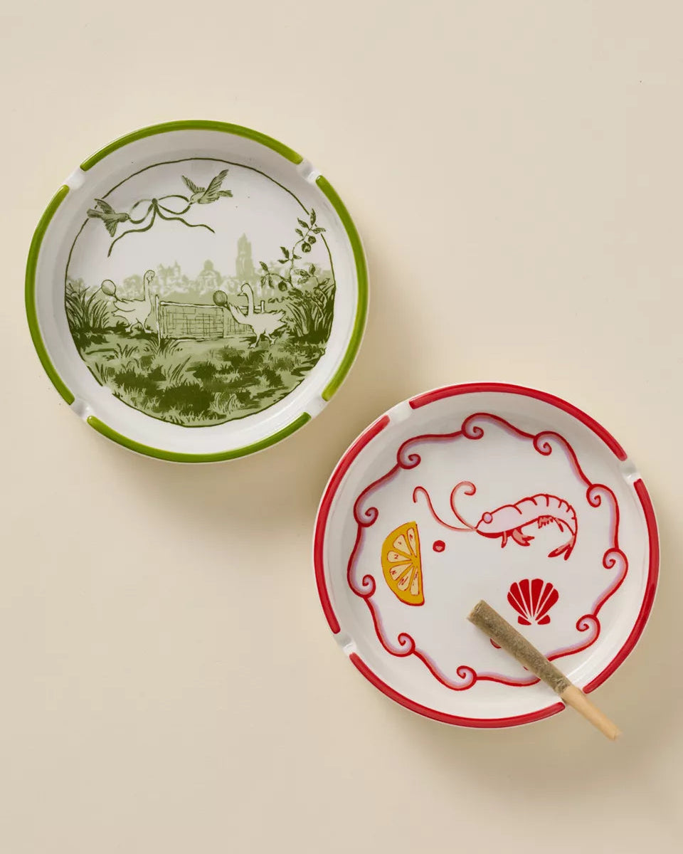 綠色的鵝印花煙灰缸