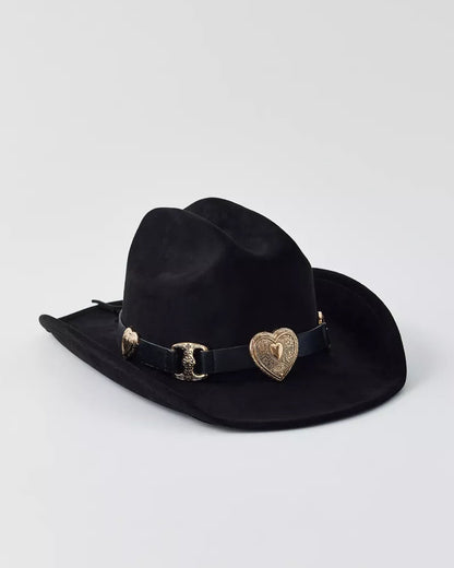 愛心造型牛仔帽(黑色)