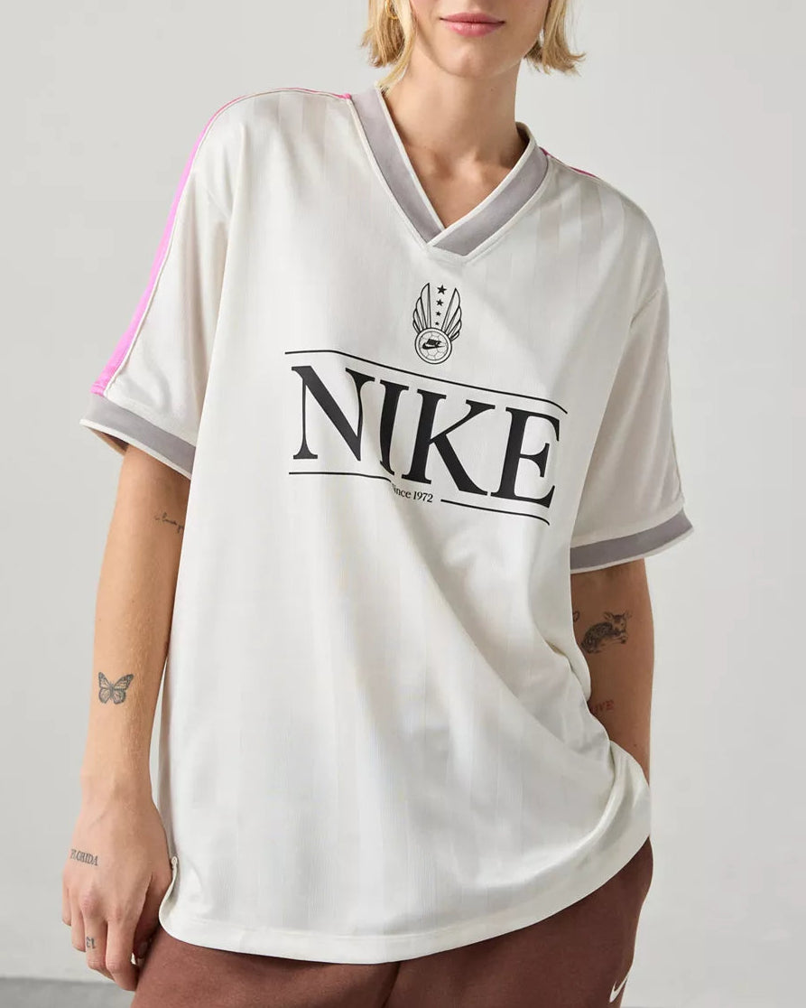 Nike Sportswear V 領運動短袖T (米白色 + 俏粉色)