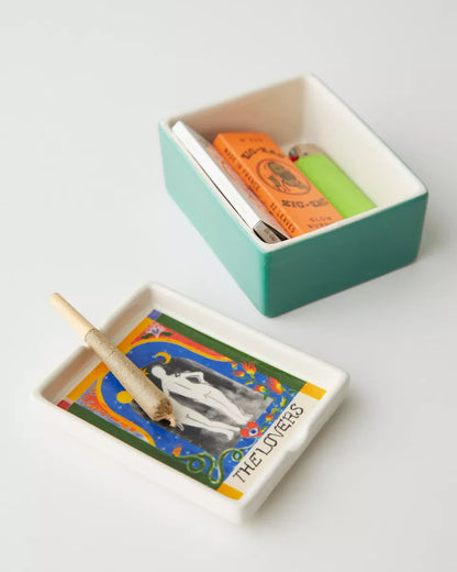 塔羅牌造型 帶蓋煙灰缸+收納盒