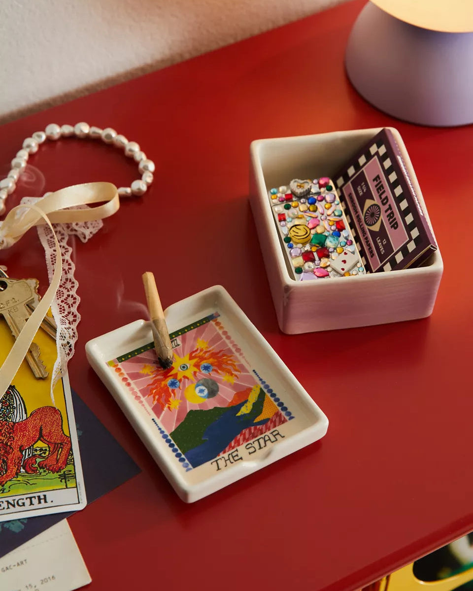 塔羅牌造型 帶蓋煙灰缸+收納盒